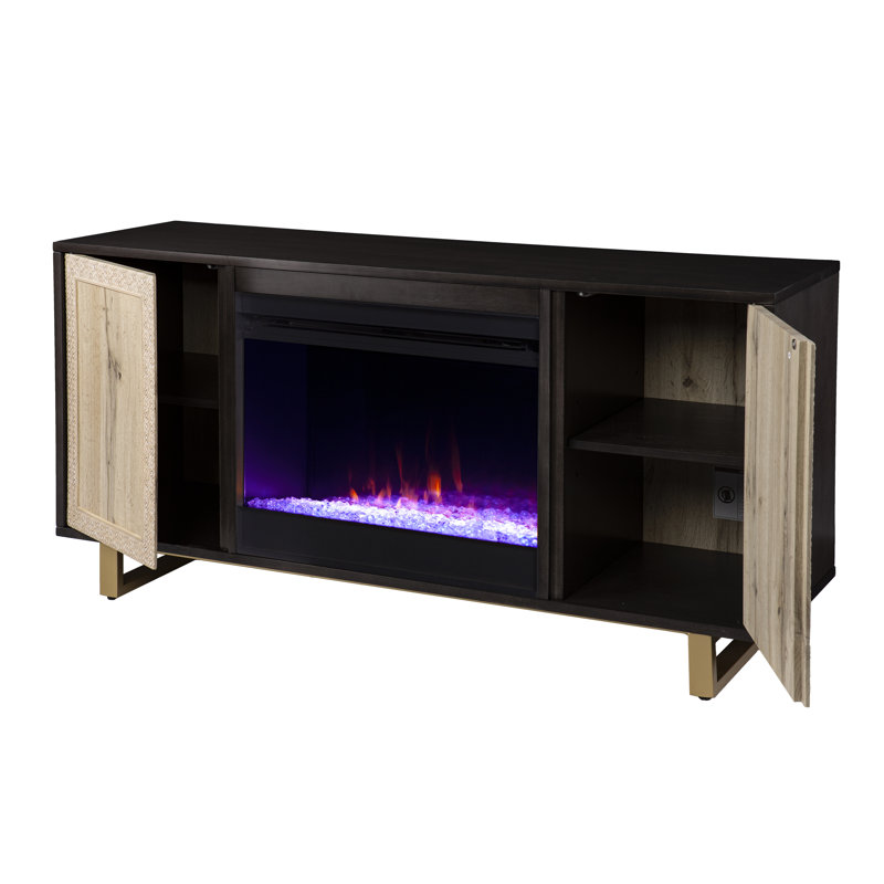 Sarenac Wilconia Color Changing Fireplace with Media Storage and Carved Details