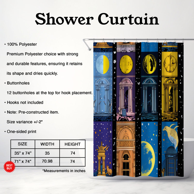 Celestial Puzzle - Rideau de douche Premium, H 74 po x l 71 po