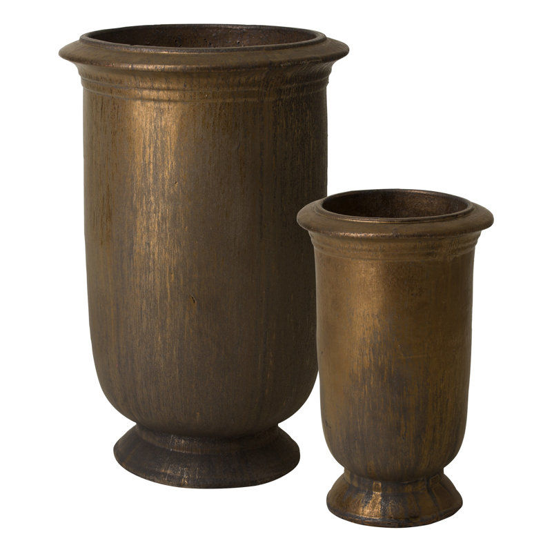 Pot à fleurs en argile Krieger, Or antique, H 31 po x l 21 po x P 21 po