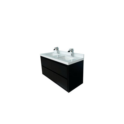 48.03"W *19.69"D *25.59"H  Black Color Bathroom Vanity Cabinet, Bathroom Wall-Mount Cabinet With Basin Sink