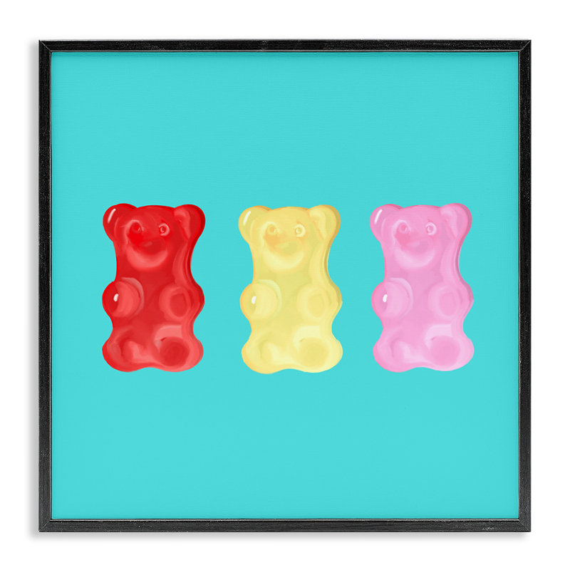 «Cute Gummy Bear Candies», art de la giclée encadrée par Ashley Singleton, Giclée encadrée noir minuit