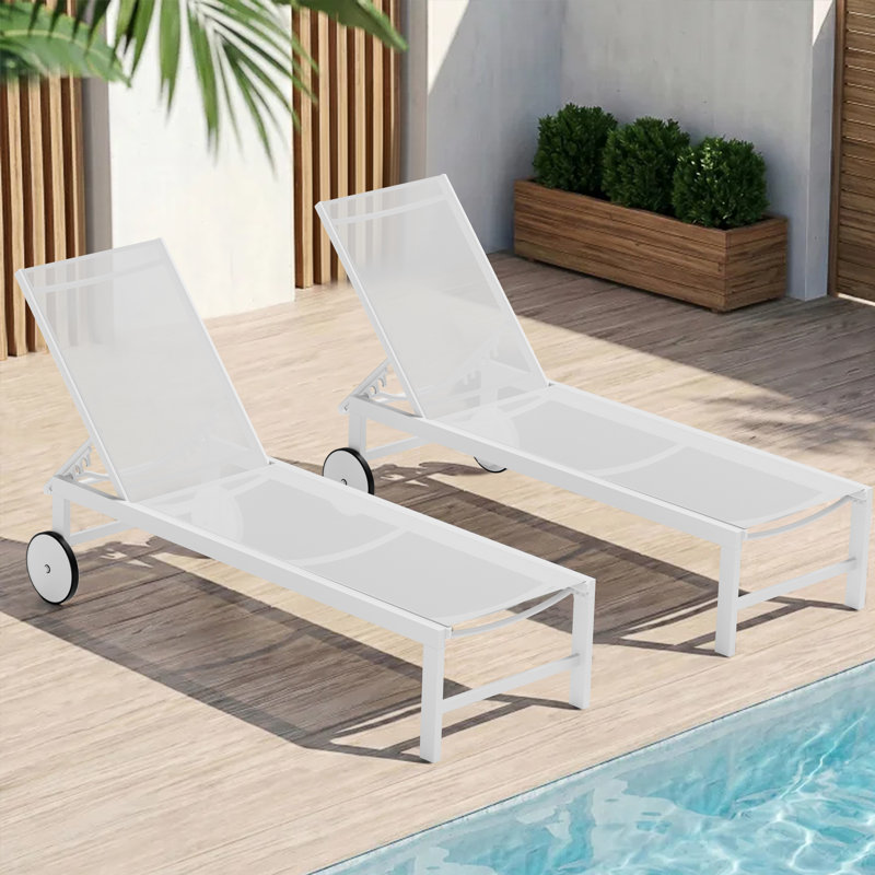 Chaise longue d'extérieur à roulettes Arlenne, Blanc