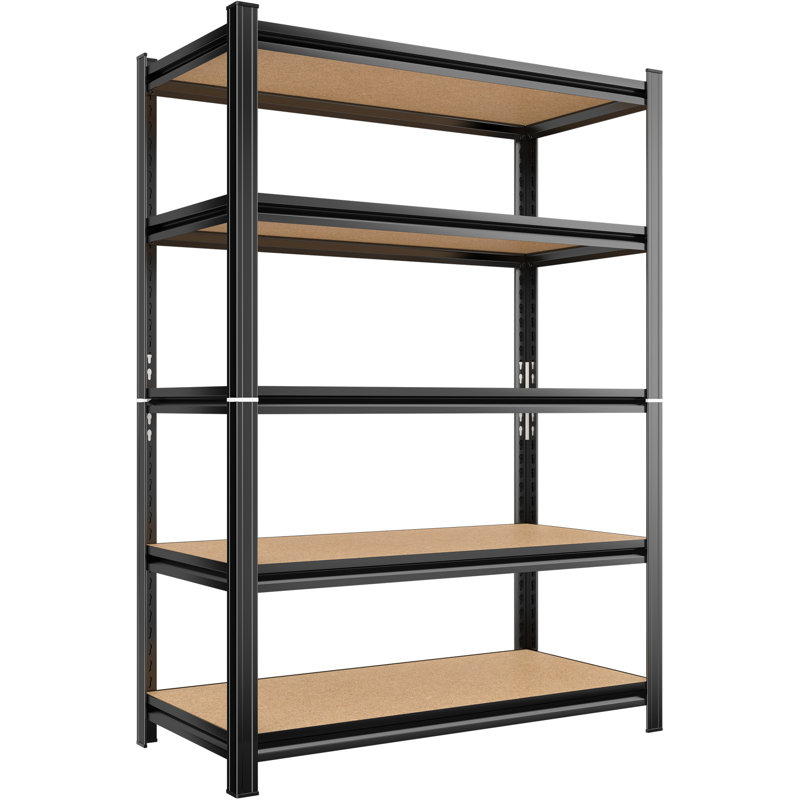 Système de rayonnage de garage réglable, 5 pièces en métal robuste, capacité de 3 000 lb, noir, et étagère à installation rapide, procédure simple