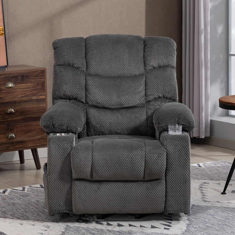 32.7'' Wide Power Lift Recliner Chair With Heat & Massage, Gray