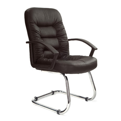 51" W Leather Seat Waiting Room Chair with Metal Frame