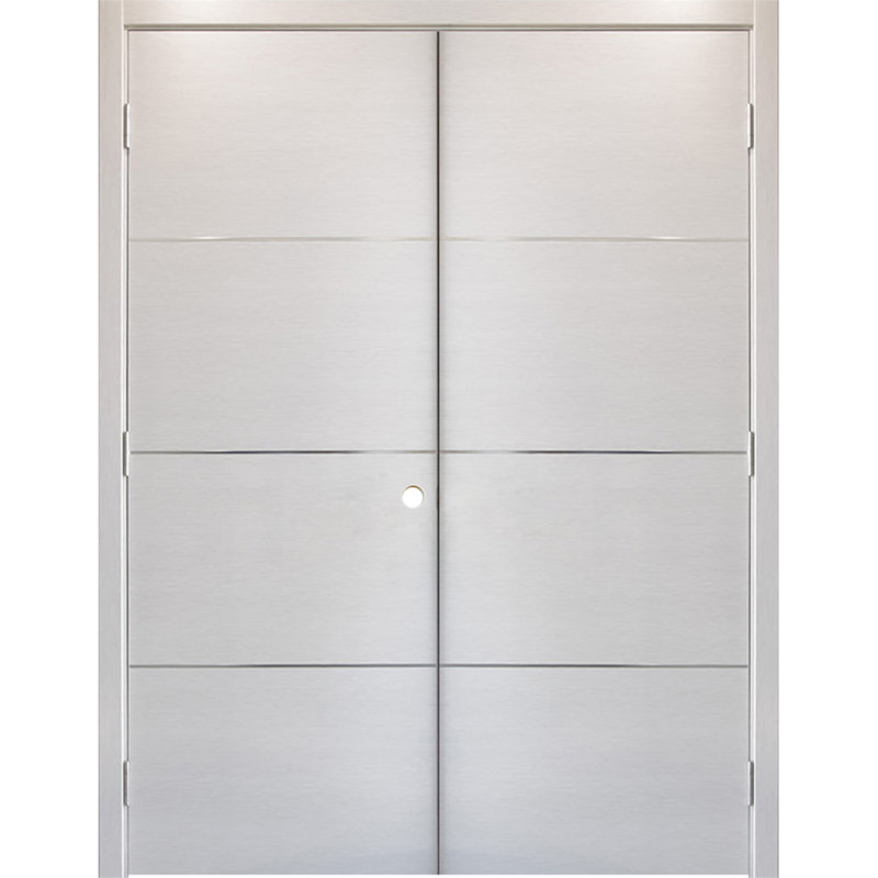 Double porte intérieure stratifiée HG-008, 64 po x 96 po, Blanc wengé, S'ouvre à gauche vers l'intérieur