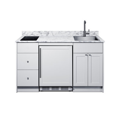 Summit Appliance Caldera Turnkey Kitchen with Cooktop, Refrigerator-Freezer, Sink, and Storage