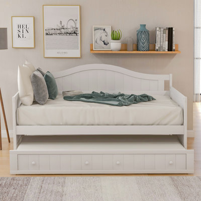 Twin Wooden Daybed With Trundle Bed, Sofa Bed For Bedroom Living Room by Ophelia & Co.