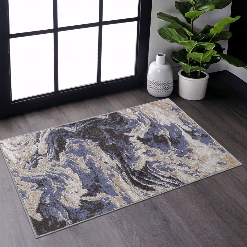 Tapis abstrait élégant et résistant aux taches, Rectangulaire 2 pi x 3 pi