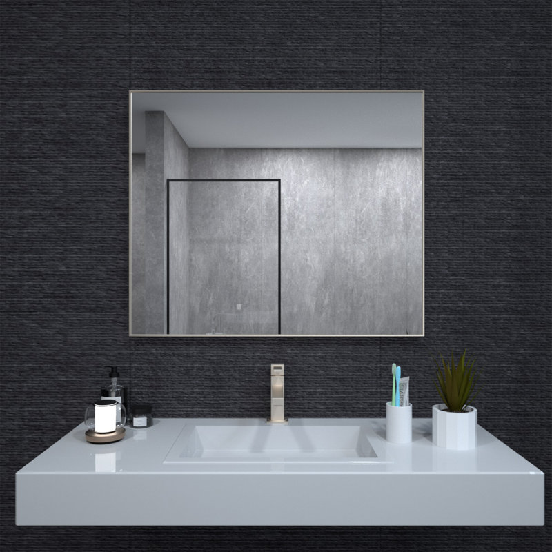1.3" Thick Rectangle Metal Framed Bathroom Vanity Mirror, Decorative Mirror Wall Mirror with Tempered Glass, 30" x 36"