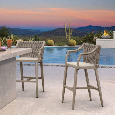  Chaise de patio à hauteur de barre avec coussin et dossier