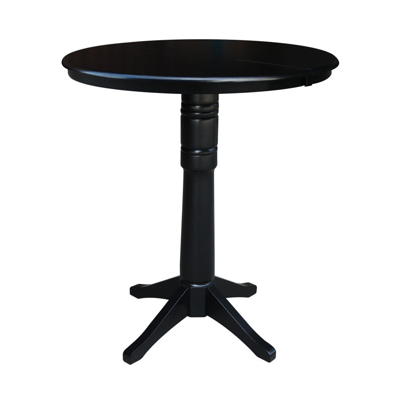 Ileia Extendable Solid Wood Dining Table, Black