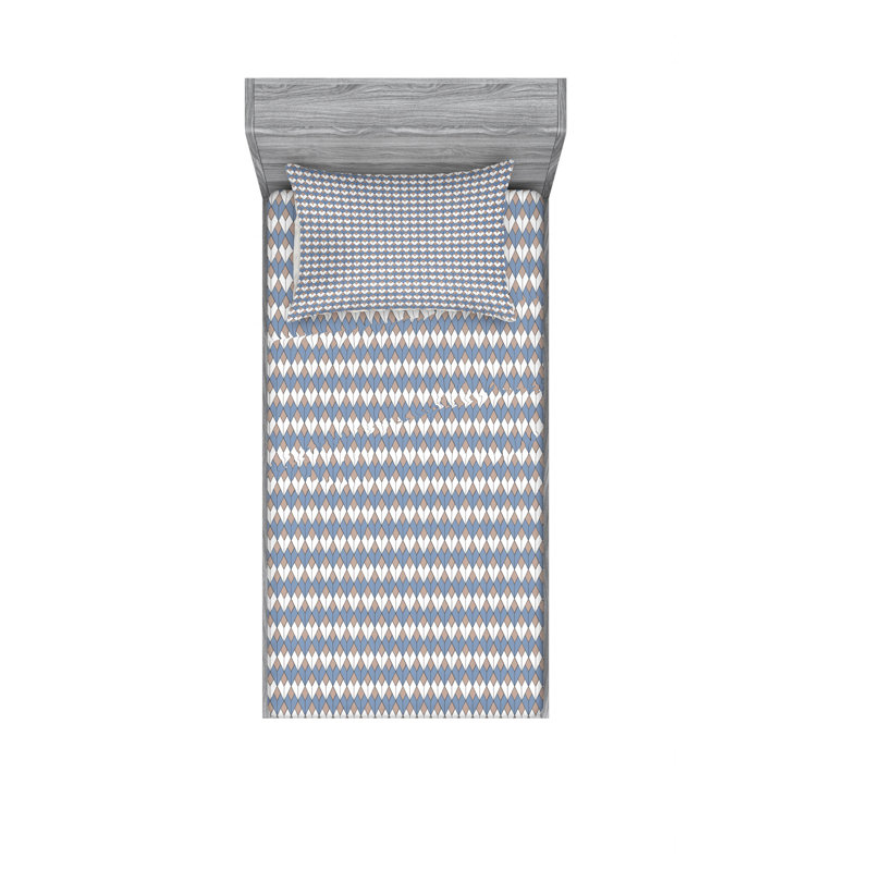 Ensemble de draps à motif géométrique, Ensemble de draps pour lit simple avec drap-housse