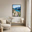 Art mural en bois, escalier en bois jusqu'au lac de montagne turquoise-155647425