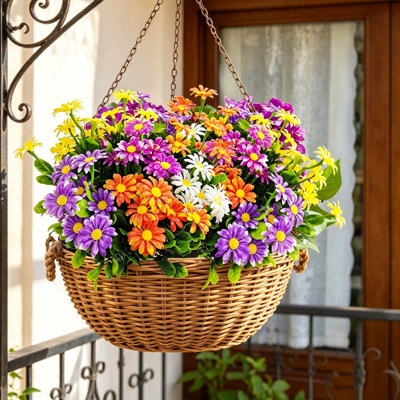 10 Bundles Artificial Daisy Flowers, 13" UV Resistant Fake Flower for Outdoor/Indoor Home, Garden, Window Box & Wedding Decor