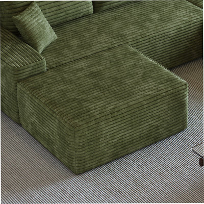 Repose-pieds modulaire confortable et pratique, idéal pour les petits espaces et la détente instantanée (tissu en velours côtelé moelleux)