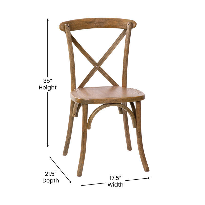 Adamsville Cross Back Stacking Side Chair, Brown