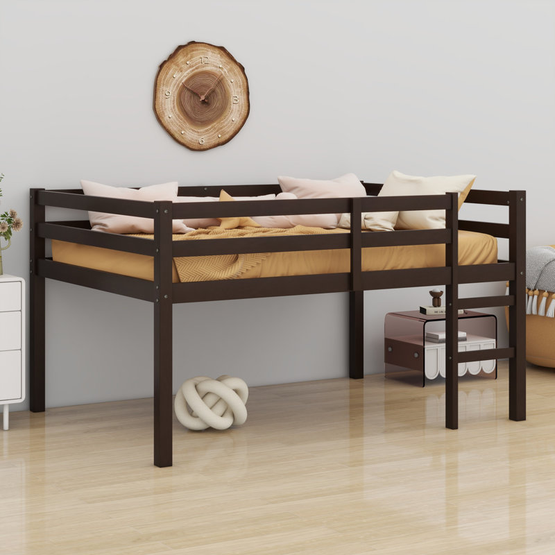 Lit mezzanine en bois avec échelle, Espresso