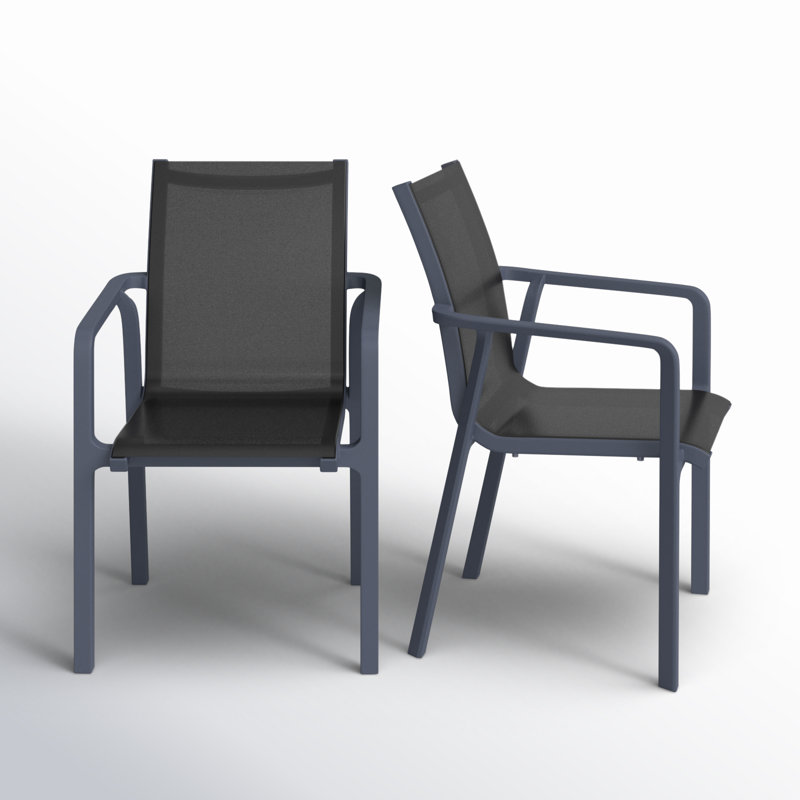 Farrah Stacking Patio Dining Armchair, Dark Gray/Black