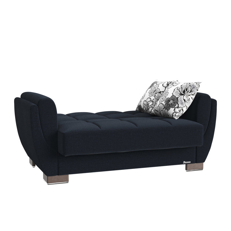 Chenille bleu foncé Avec rangement et choix convertible, convient aux petits espaces, capacité de poids de 600 lb avec -. Polyvalent et chic, capacité de charge, pour les espaces