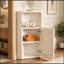 Armoire de rangement de coin salle de bain avec porte de grange en rotin et tablette réglable-786777003
