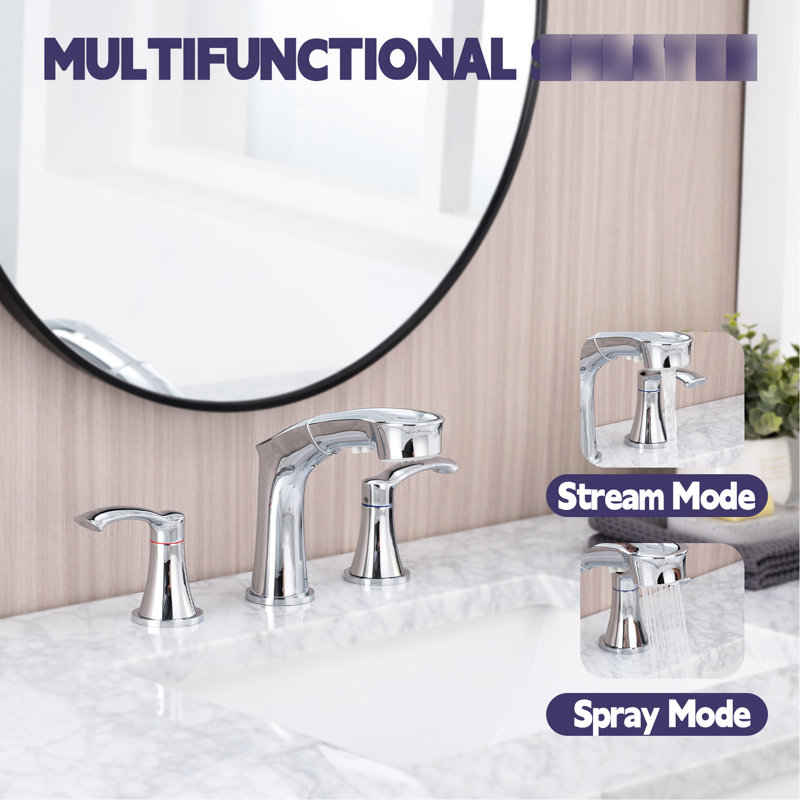 - Bathroom Faucet Unit - Stainless Steel, Adds Elegance To Steel Tap 2 Handles, Enhances Aesthetics With Finish, Silver