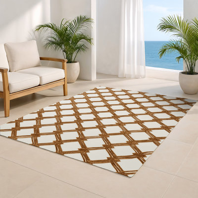 Tapis intérieur et extérieur beige Trellis