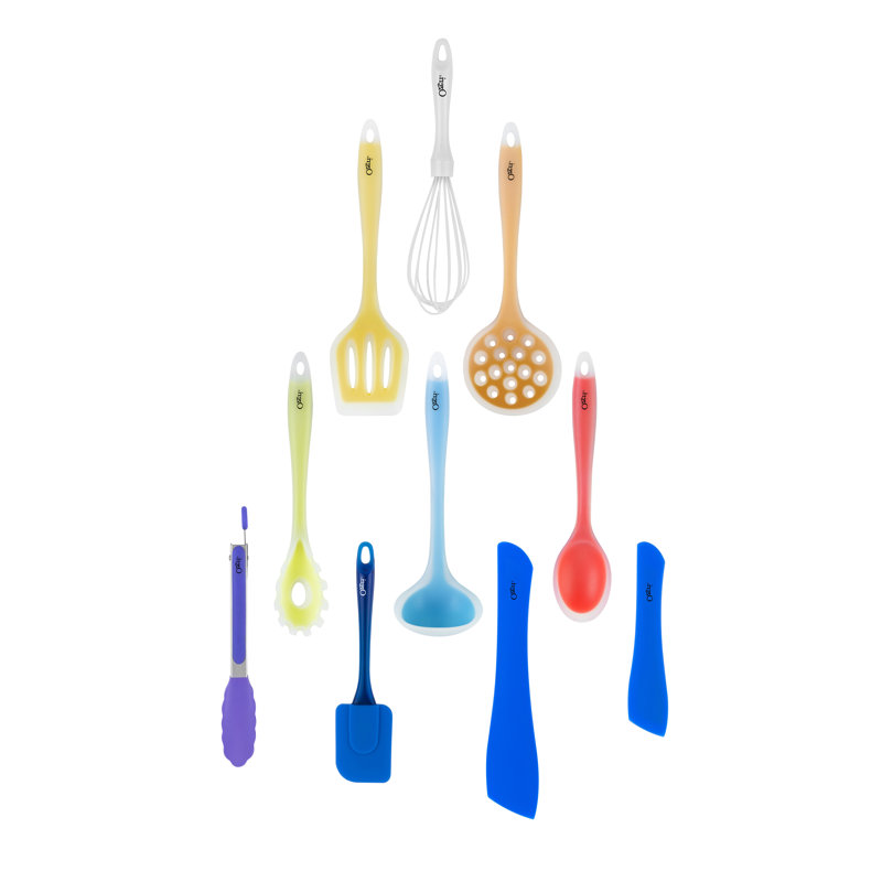 Ozeri 11-Piece Multicolor Silicone Kitchen Utensil Set with Holder