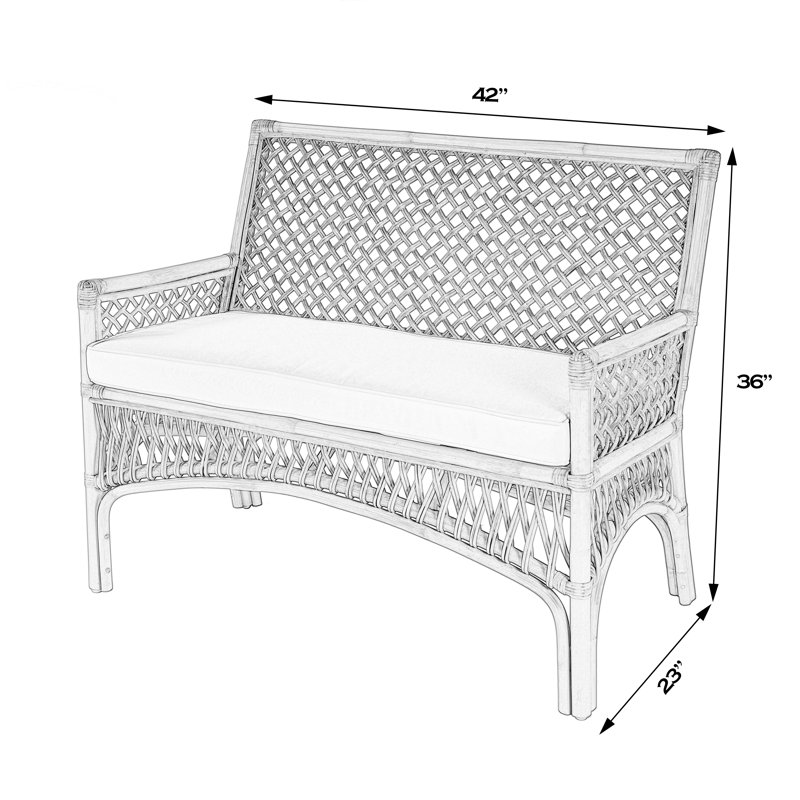 Beachwood 42 in. W Rectangular Rattan Dining Bench