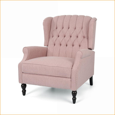 Fauteuil inclinable surdimensionné inclinable avec garniture cloutée | Tissu rosé