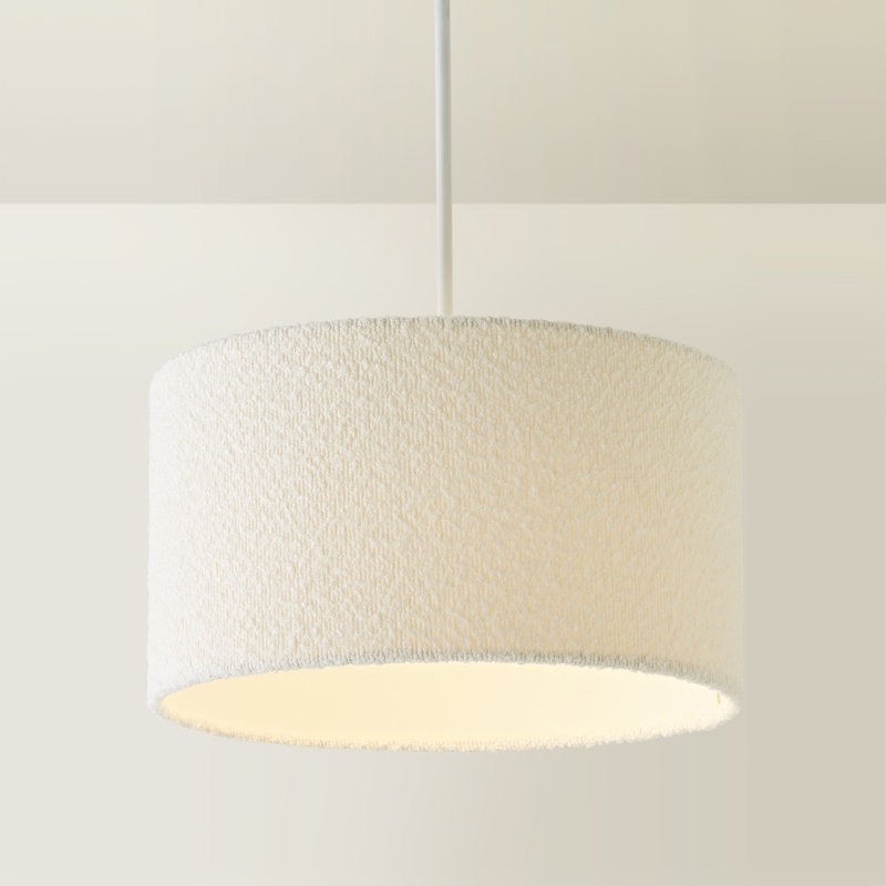 20cm H Cotton Drum Pendant Shade ( Screw On ), Cream, 20cm H x 35cm W x 35cm D