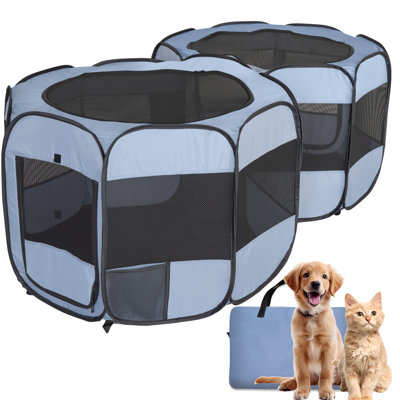Cage pour chien, chenil pour chien, tente pour animal de compagnie portative, parc 2 en 1 pour chien et chat avec coussins de peluche, cage pour chien