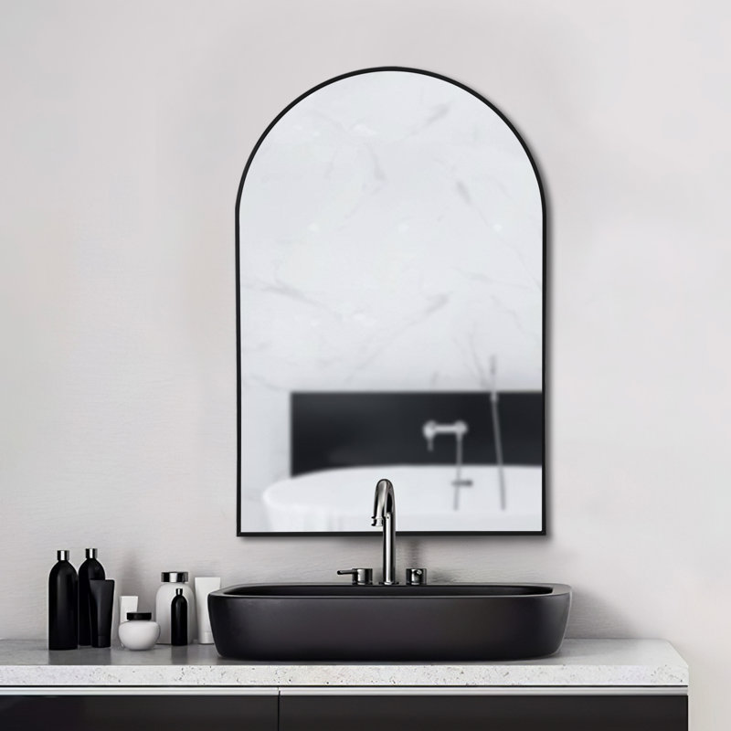 Novilia Metal Wall Mirror, Black
