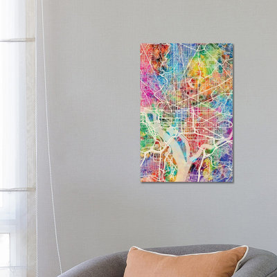 Washington DC Street Map I by Michael Tompsett - Wrapped Canvas Gallery-Wrapped Canvas Giclée
