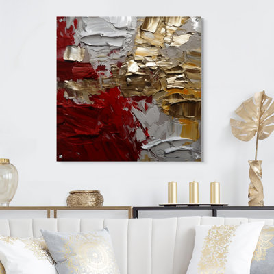 Cardinal Sin Retro Delight Abstract Red & Gold - Abstract Painting Acrylic Wall Art Decor