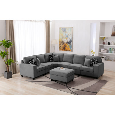 Canapé modulaire symétrique d'angle avec repose-pieds
