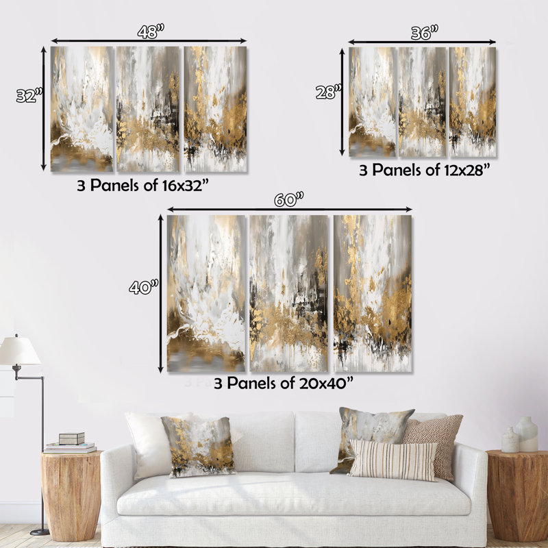 Pursuit of Happiness III - ensemble de 3 reproductions sur toiles tendues, H 32 po x l 48 po x P 1 po