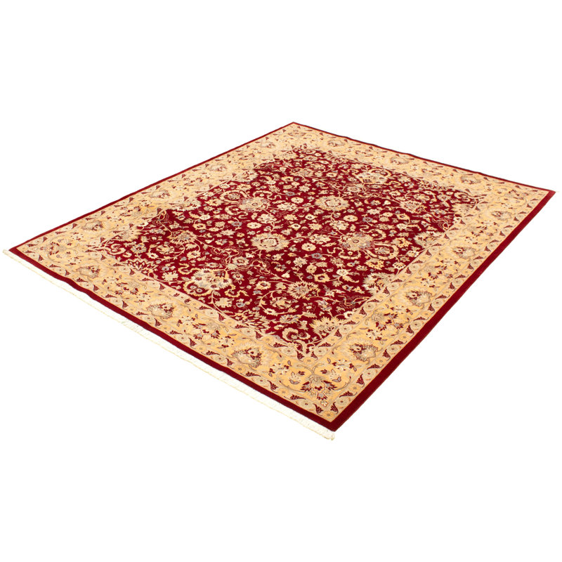 Tapis décoratif en laine noué à la main de conception unique noué à la main new age de style persan rouge foncé/beige 8 pi 1 po x 10 pi 2 po new age pakd