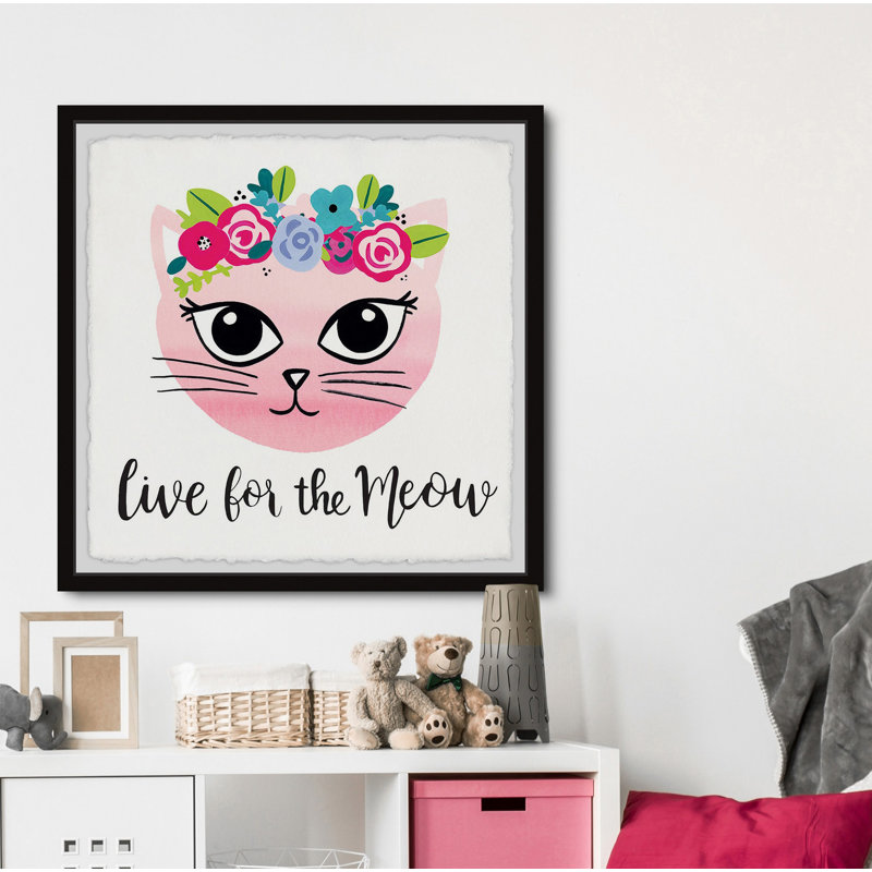 Chevonne «Live for the Meow», art encadré, H 32 po x l 32 po x P 1,5 po
