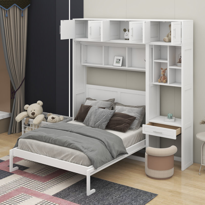 Lit escamotable double pleine grandeur avec bureau