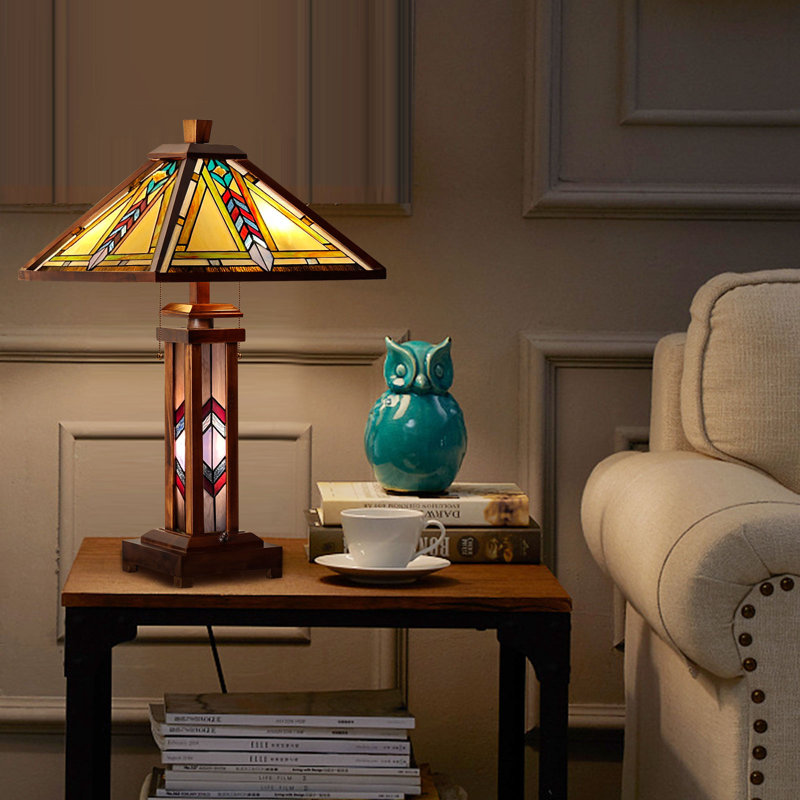 Lampe de table abstraite en verre coloré 3 lumières Tiffany Tiffany