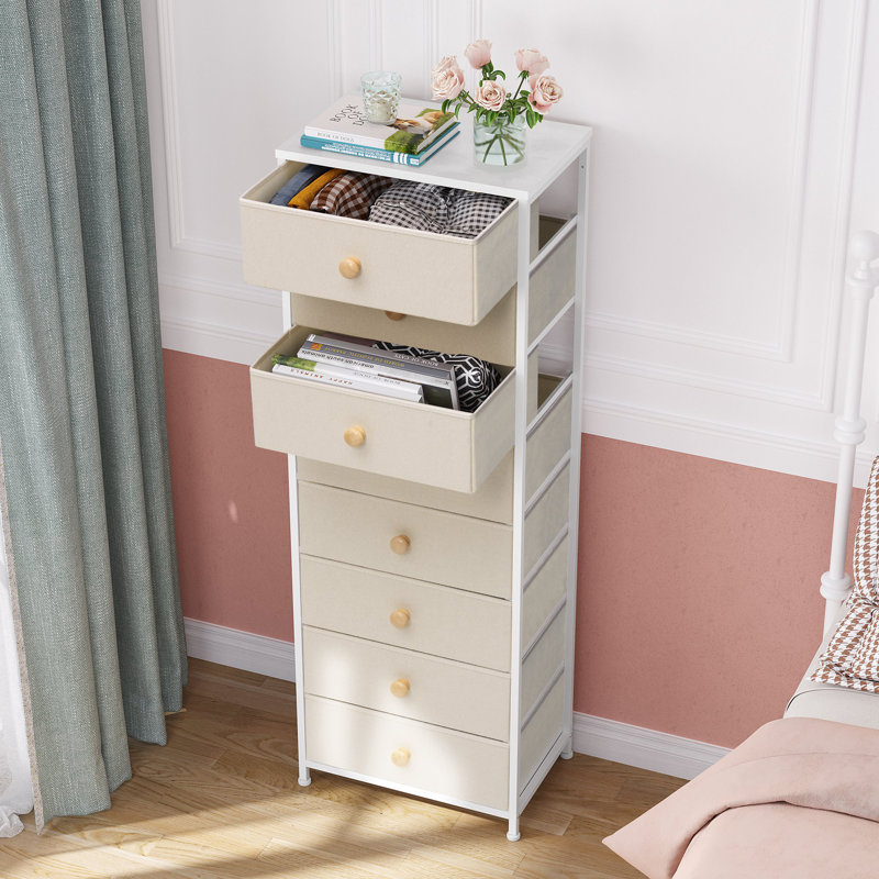 8-drawer Chest Storage Tower Organizer Unit, Beige, Beige