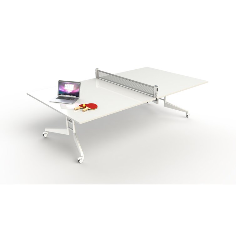 Nomad Scale 1:1 Foldable Tournament-Grade Table Tennis Table with Wheels (Paddles Included)