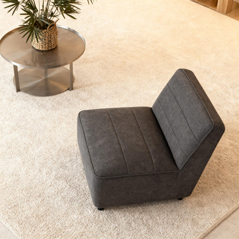 Chaise sans accoudoirs moderne gris anthracite rembourrée