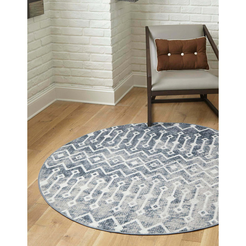 Alfaretta Geometric Indoor Rug, Round 7'