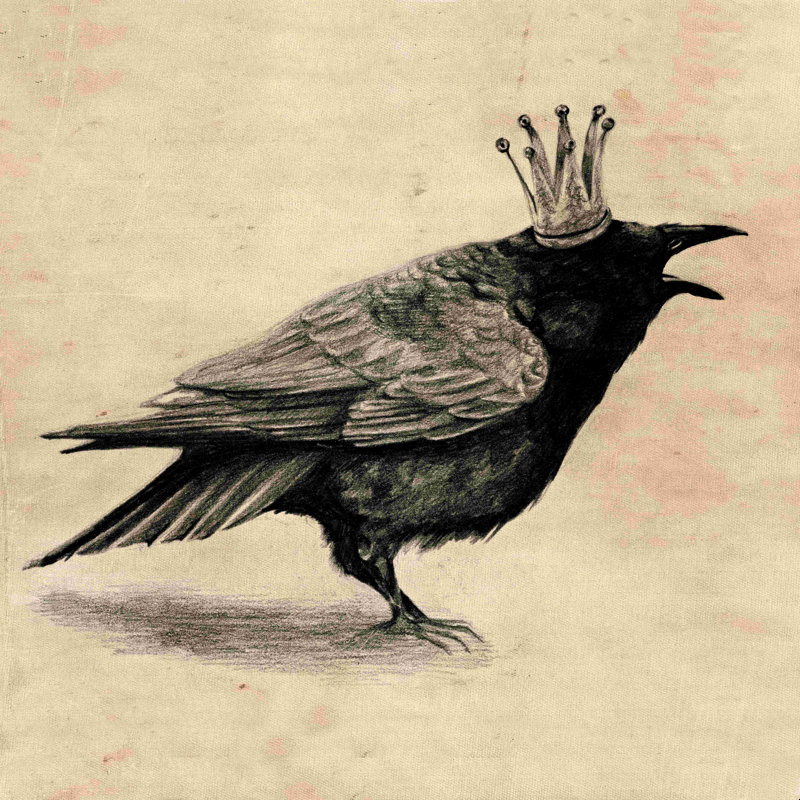 Raven, reproduction d'art à la machine, H 12 po x l 12 po, Non, Toile tendue