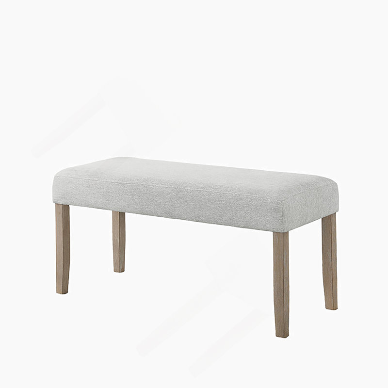 Banc de salle à manger en chêne clair avec tissu gris clair