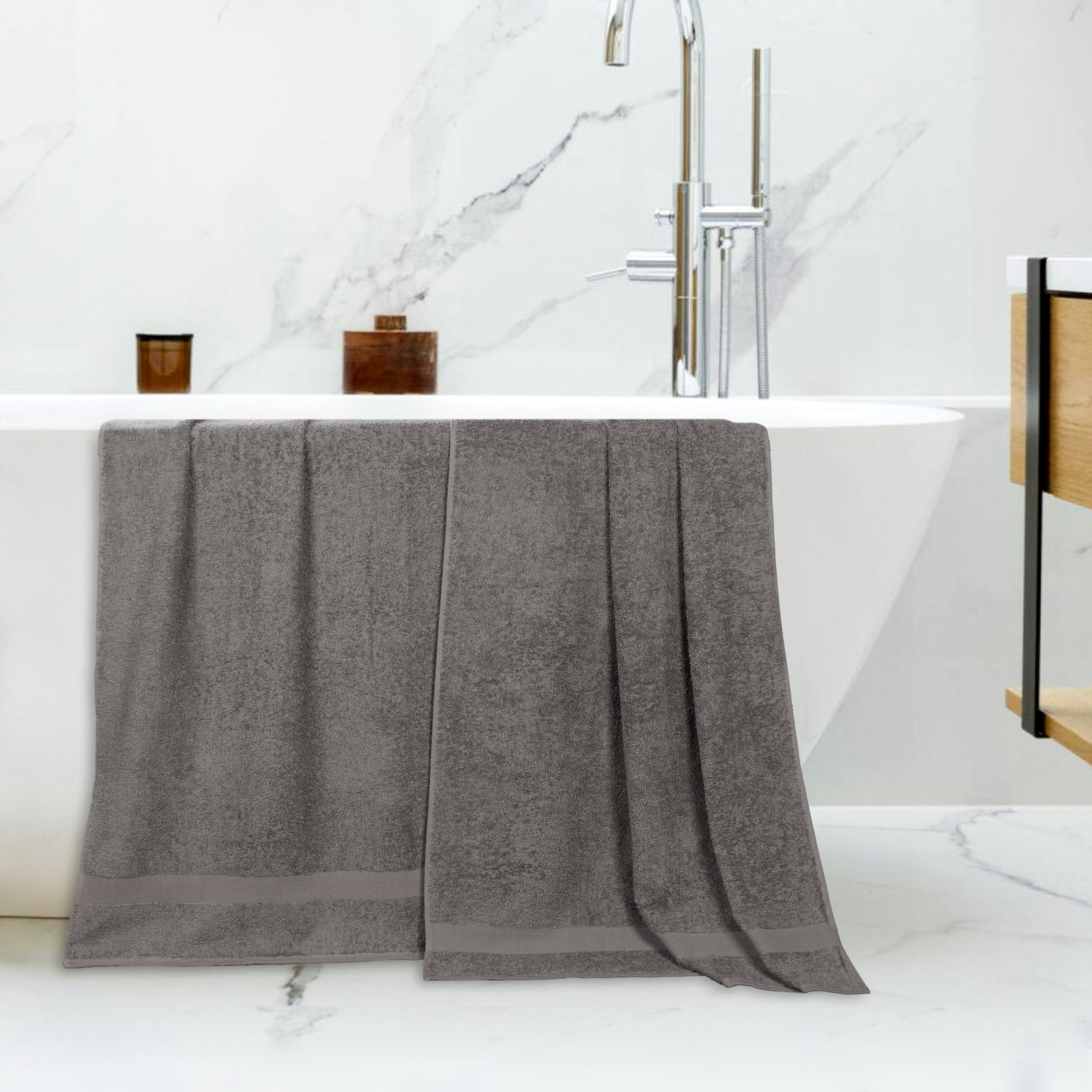 Franklin Cotton Lightweight Quick-Drying Face Towel Washcloth, Charcoal, 2 Pieces Towel Set