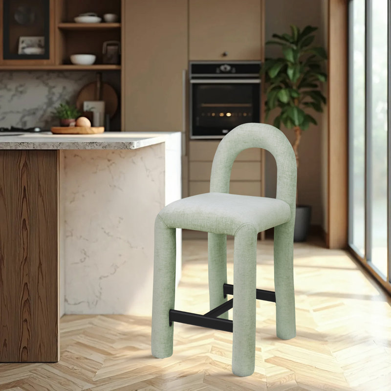 Amari Stool, Chenille Fabric, Mint