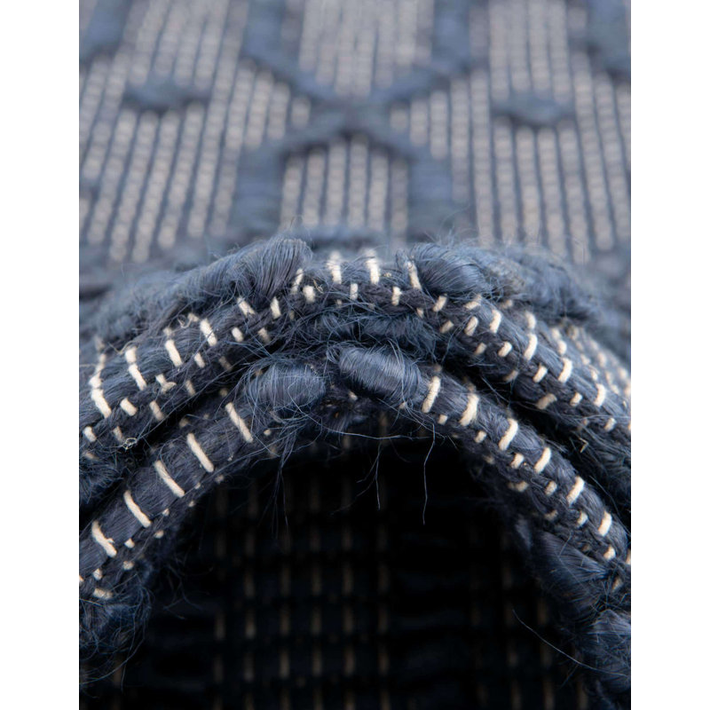 Tapis bleu marine en jute / sisal tissé à la main, Tapis de couloir 2 pi x 4 pi 1 po